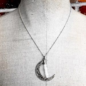 925 Crescent Moon Crystal Necklace